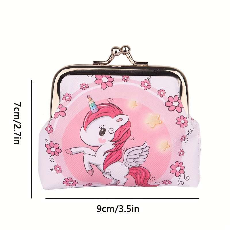 1pc BDQPIN Adorable Unicorn-Themed Mini Wallet for GirlsDurable Faux Leather Coin Purse with Col