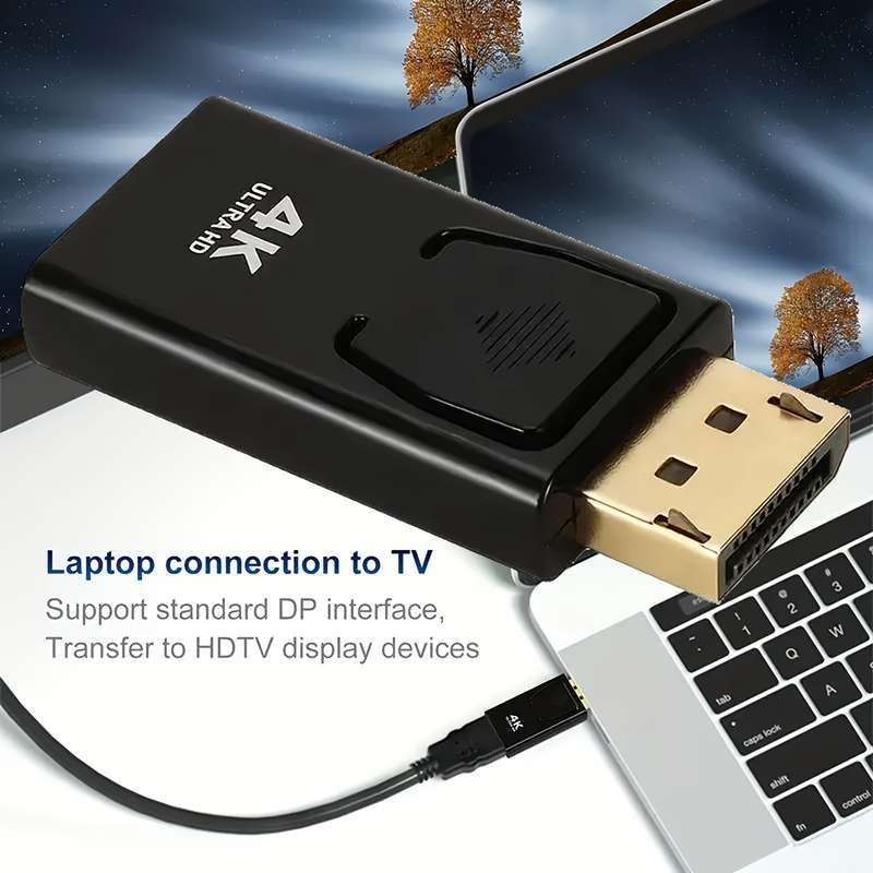 1pc GVKL DisplayPort to HDTV Adapter Cable Male to Female USB-Powered Glossy Finish Suppo