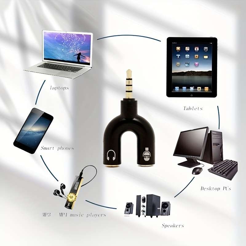 1pc 2in1 Audio Splitter Cable for Computers Smartphones Headphone and Microphone Adapter N