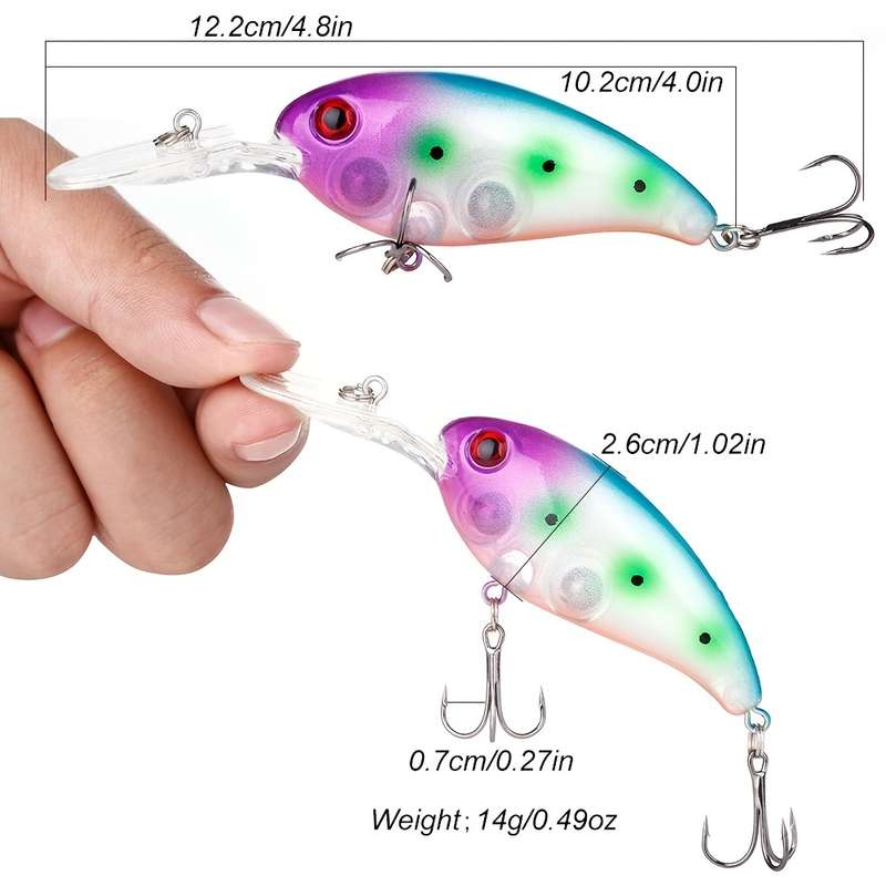 1pc Fishing Lure Realistic Rocker Design Durable ABS Hard Bait Vibrant Colors with Black R