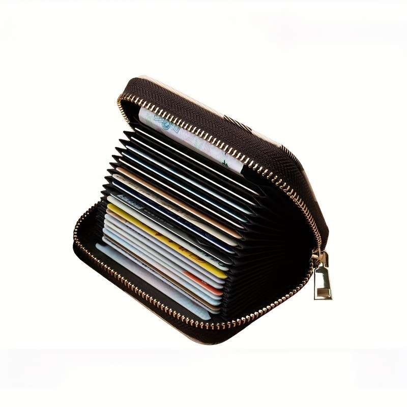 1pc Vintage Plaid Zipper Coin Purse Credit Card Holder for Women Compact Synthetic Leather Walle