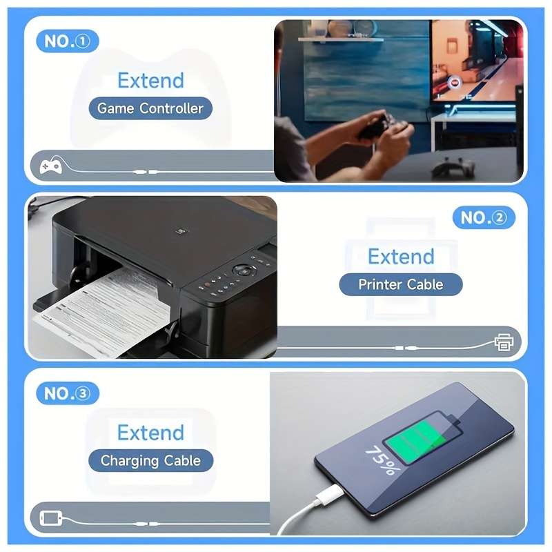 1pcs USB 2.0 Extender Male-to-Female USB Extension Cable Boost Your Device's Connectivity Fast