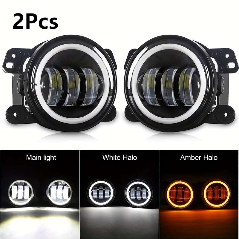 2pcs 10.16 Cm Angel Eyes LED Fog Light 12V 24V 60W Car Front Foglight 6000LM For Wran