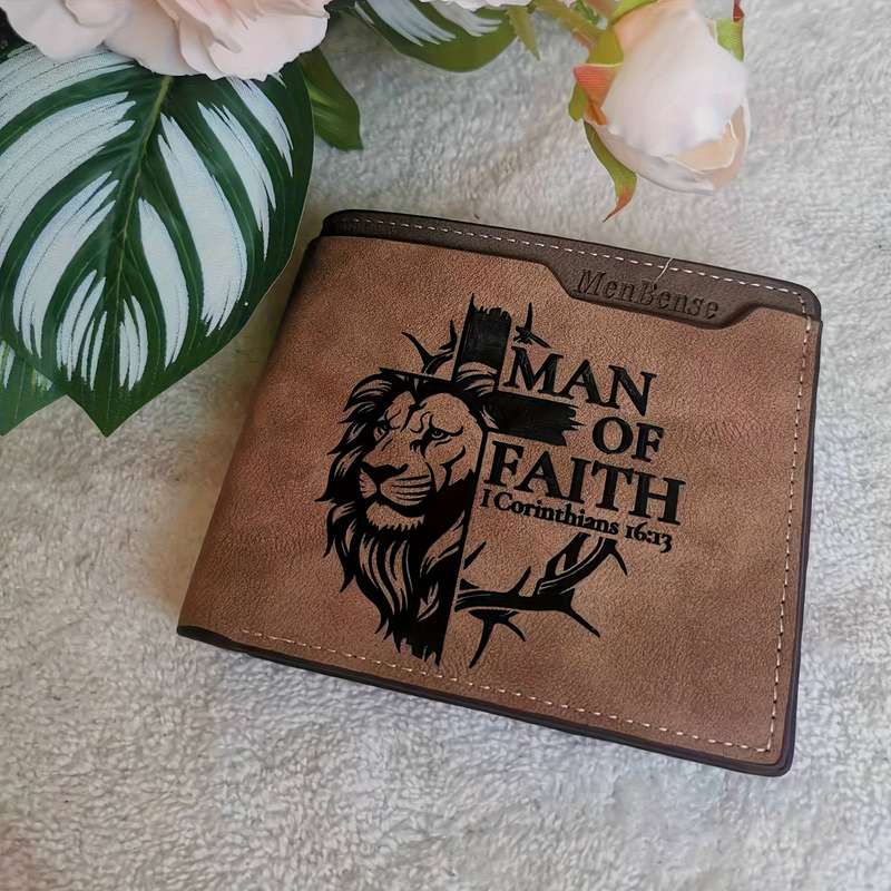 1pc Wallet   PU Leather  Men's Lion Pattern