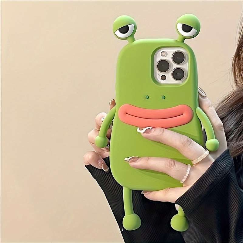 1Pc Green For iPhone 13 3D Big Eyes Frog Phone Case