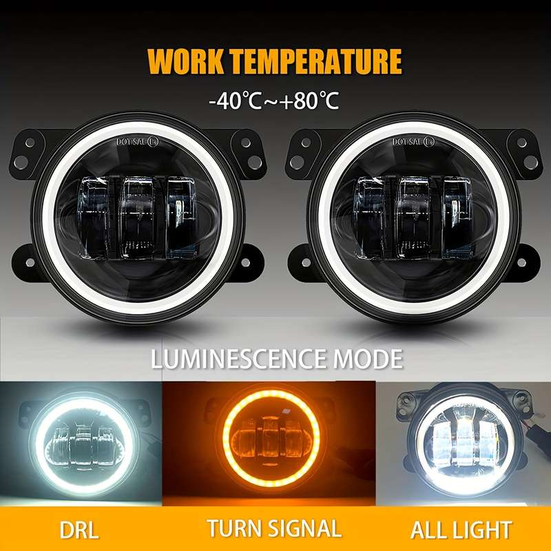 2pcs 10.16 Cm Angel Eyes LED Fog Light 12V 24V 60W Car Front Foglight 6000LM For Wran