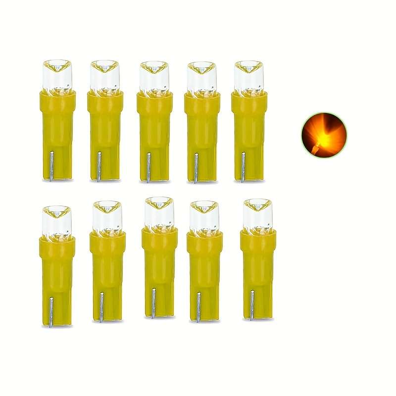 10pcs Yellow T5 LED Car Dash Dashboard Lights 74 73 286 Instrument Cluster Gauge Pane