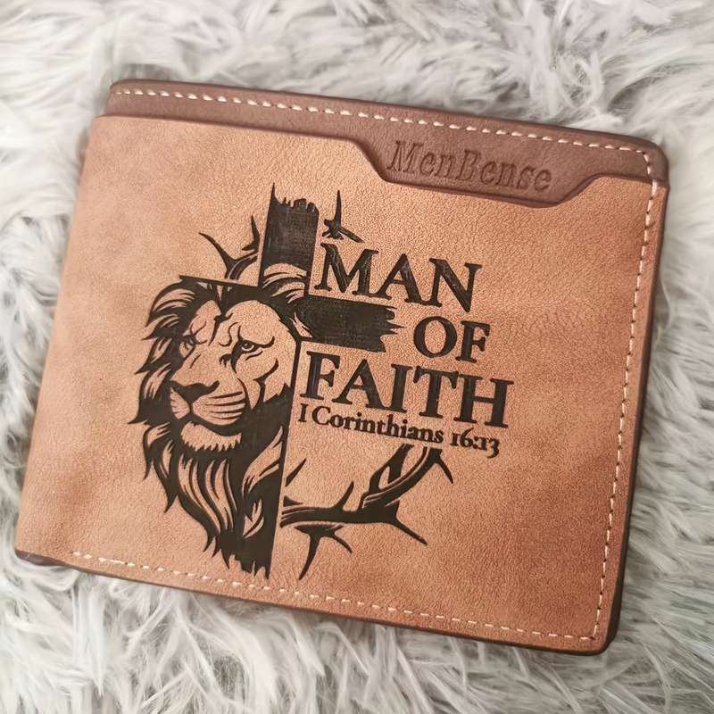 1pc Wallet   PU Leather  Men's Lion Pattern