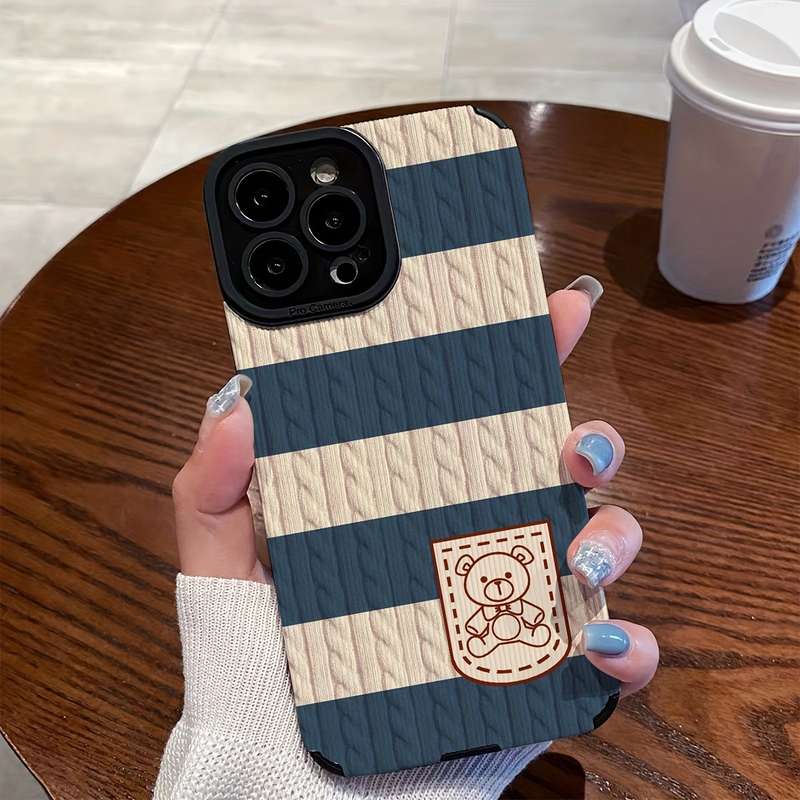 1Pc Black For iPhone XR Knitted Cartoon Phone Case