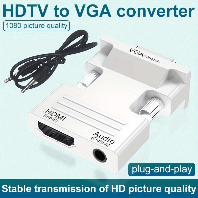 1pc HDTV to VGA Converter Adapter with Audio 1080p HD Video Dongle Active Female to Male VGA