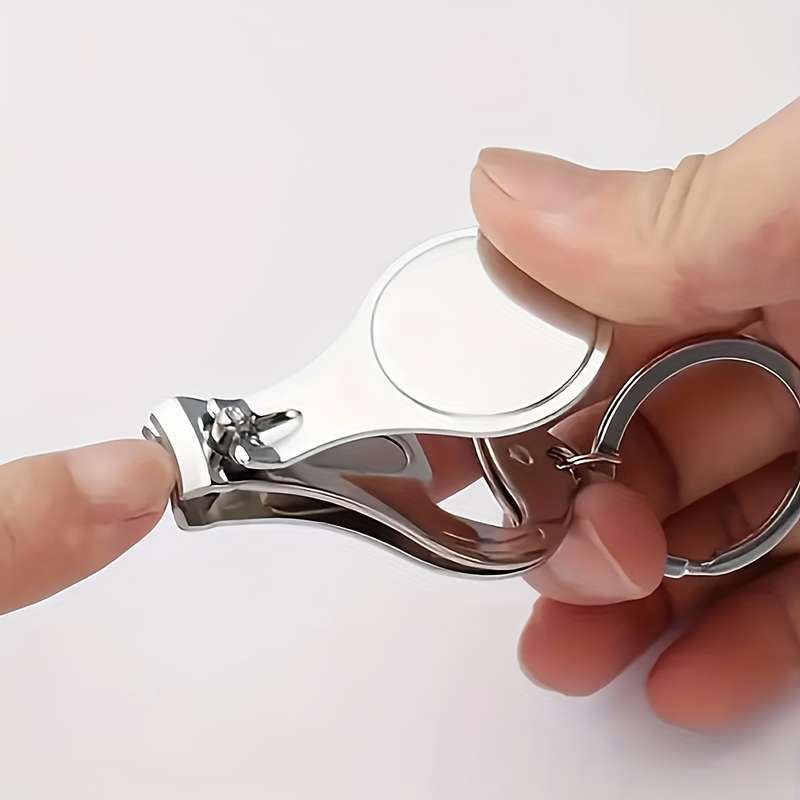 1pc 3in1 Stainless Steel Keychain with Bottle Opener and Nail Clippers Compact Multi-Tool for