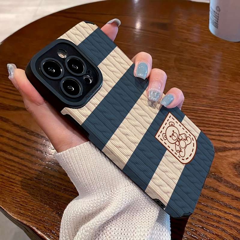 1Pc Black For iPhone XR Knitted Cartoon Phone Case
