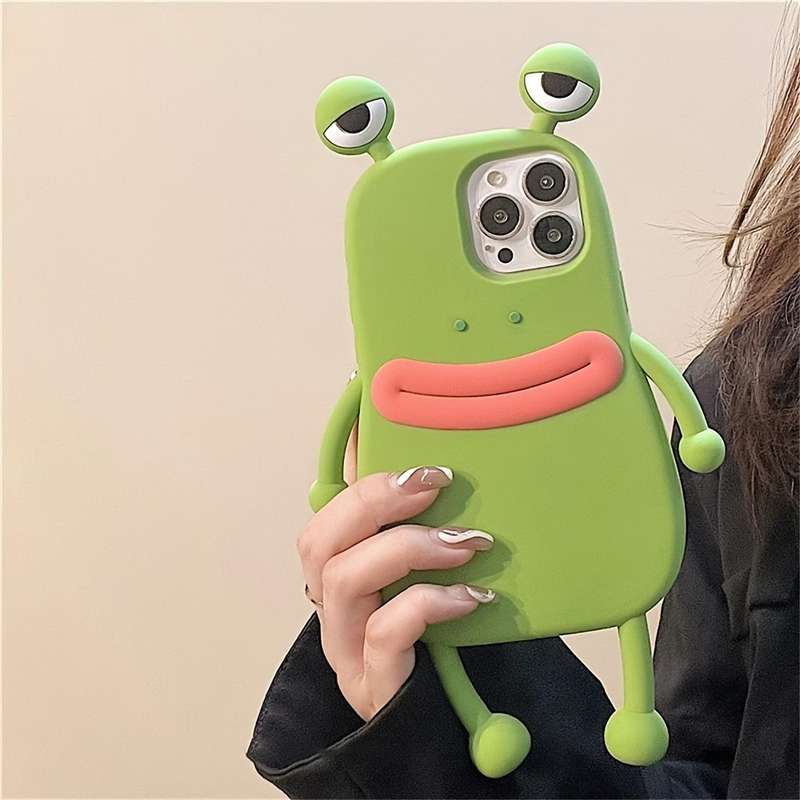 1Pc Green For iPhone 13 3D Big Eyes Frog Phone Case