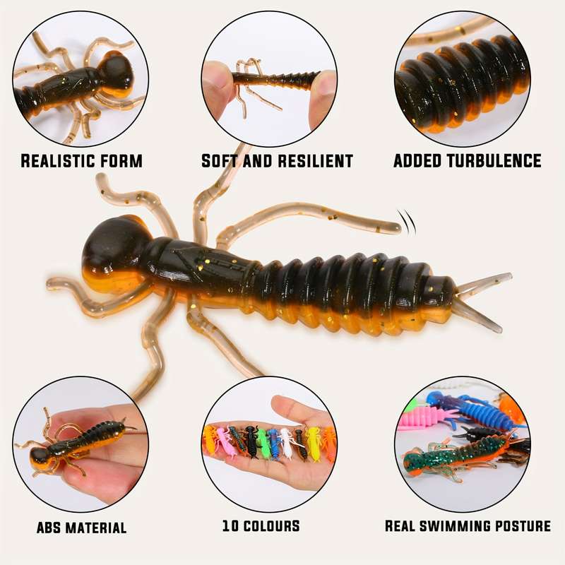 10pcs Soft Fishing Lure Set PVC Ideal for Freshwater Saltwater Angling