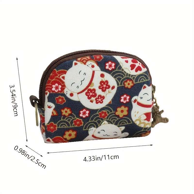 1pc Cute Animal Pattern Canvas Coin Purse High Quality Mini Wallet with Zipper Semicircle Clu