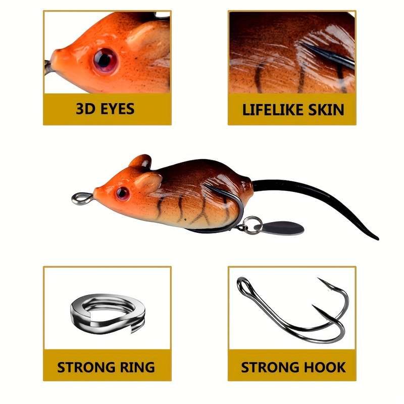 1pc Soft Mouse Shaped Bait Bells Sound Fishing Lure Silicon Artificial Fishing Bait Set Fish