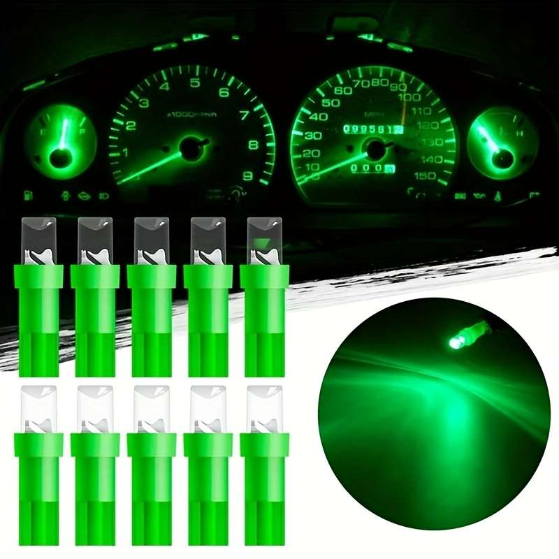 10pcs Green T5 LED Car Dash Dashboard Lights 74 73 286 Instrument Cluster Gauge Panel