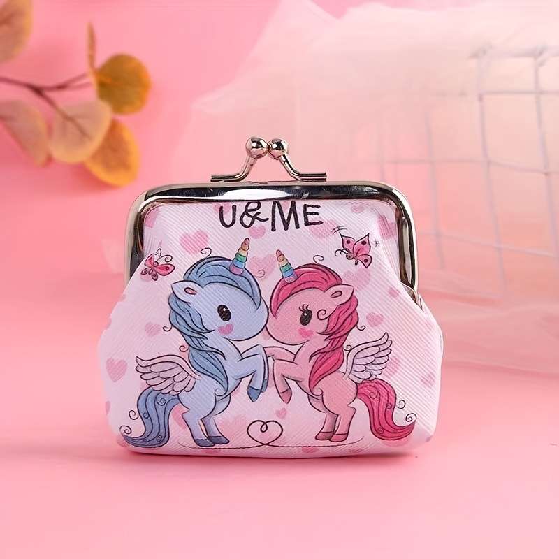 1pc BDQPIN Adorable Unicorn-Themed Mini Wallet for GirlsDurable Faux Leather Coin Purse with Col