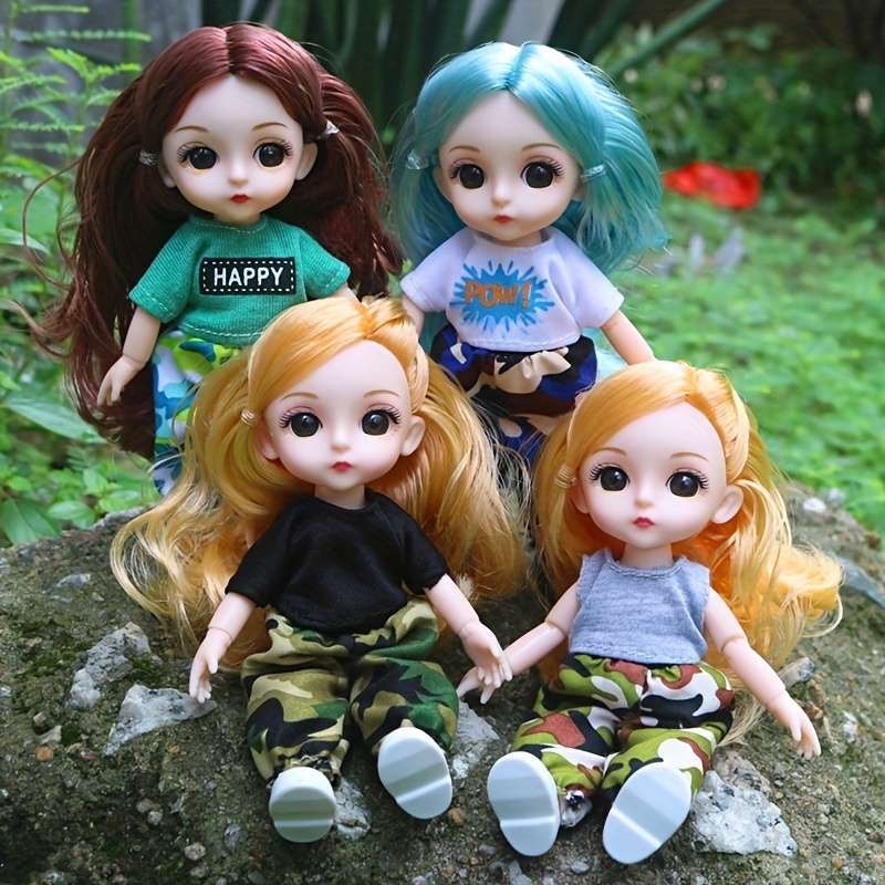Toy Dolls Style Yellow Hair Doll Add Printed Camouflage Suit Doll