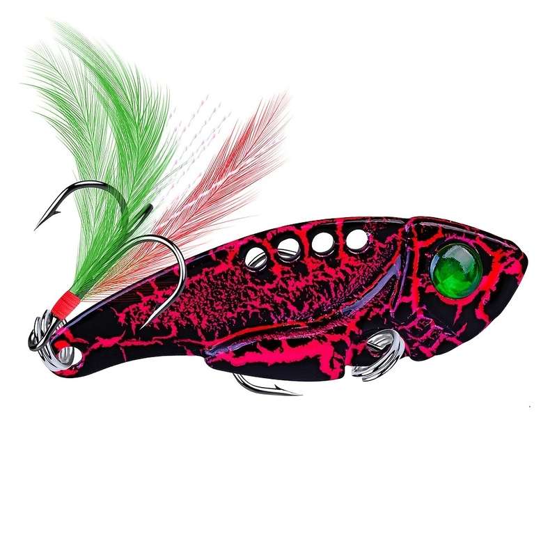 1pc Lifelike Rooster Tail Spoon Wobble Fishing Lure With Jig Hook