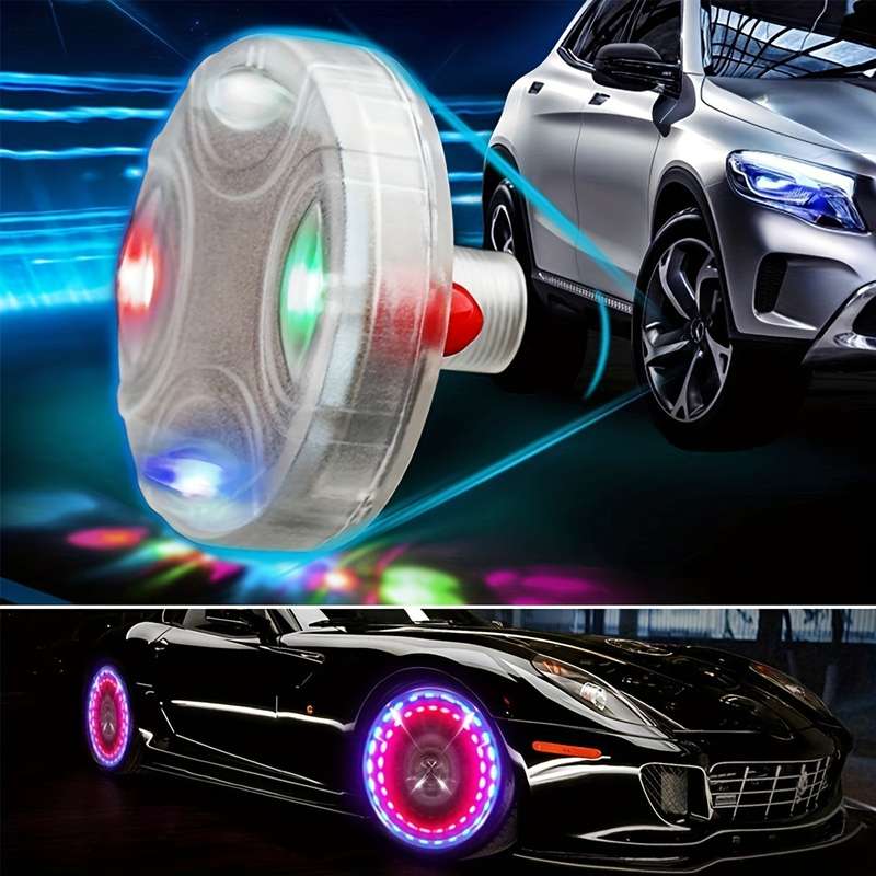 4pcs Air Valve Car Tire Wheel Lights Hub Lamp Cap Light with Motion Sensors Colorful