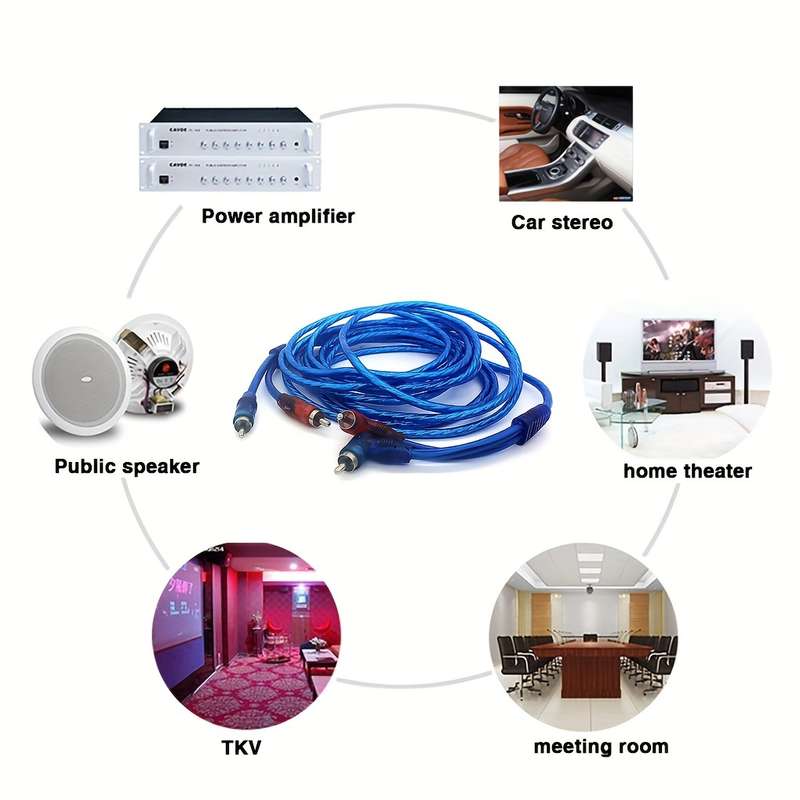 1pc 50cm Car Amplifier Cable Installation Wiring RCA Copper Wire Vehicle Digital Stereo Hi-fi A