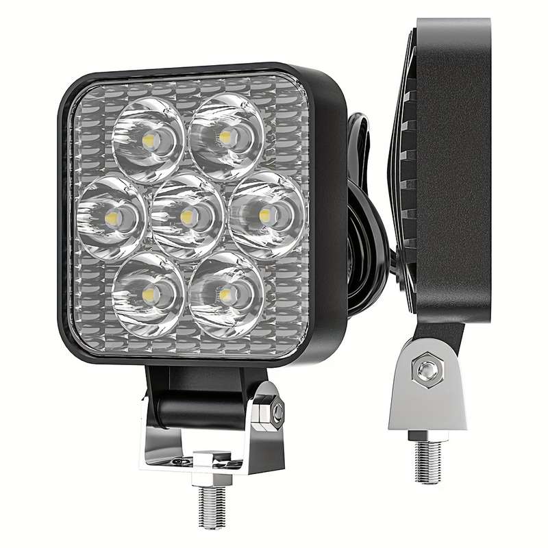 2pcs 12-24V 7LED Mini LED Work Light Off Road Auxiliary Light For Car Truck 64x64mm
