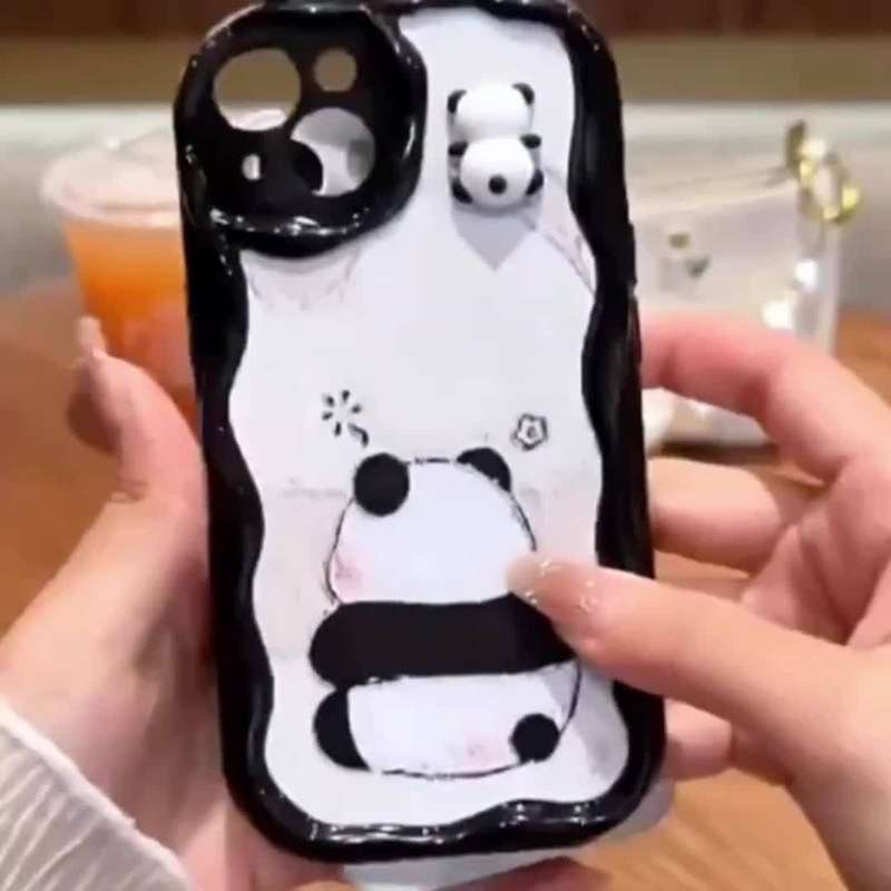 1Pc White For iPhone 11 3D Cartoon Panda Phone Case