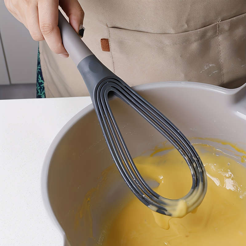 1pc 2-in-1 Collapsible Twist Whisk Balloon Flat Beater Design Non-Stick Food-Safe Plastic