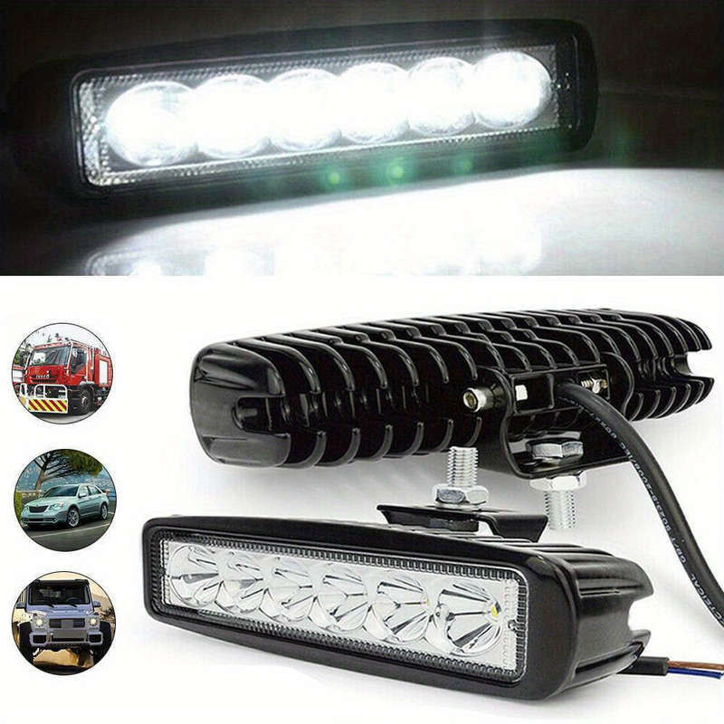 1pc Car and Motorcycle LED Lights with Straight Line 6 Light and Lens 18W Large Field