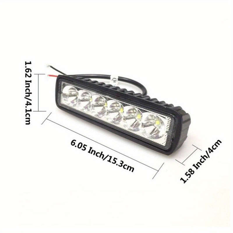 1pc Car and Motorcycle LED Lights with Straight Line 6 Light and Lens 18W Large Field