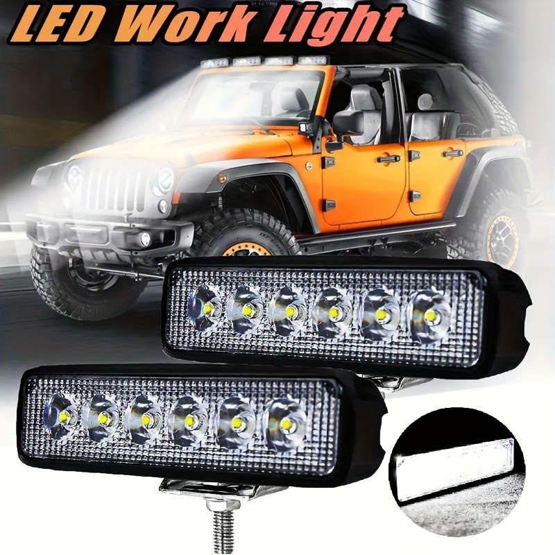 1pc Car and Motorcycle LED Lights with Straight Line 6 Light and Lens 18W Large Field
