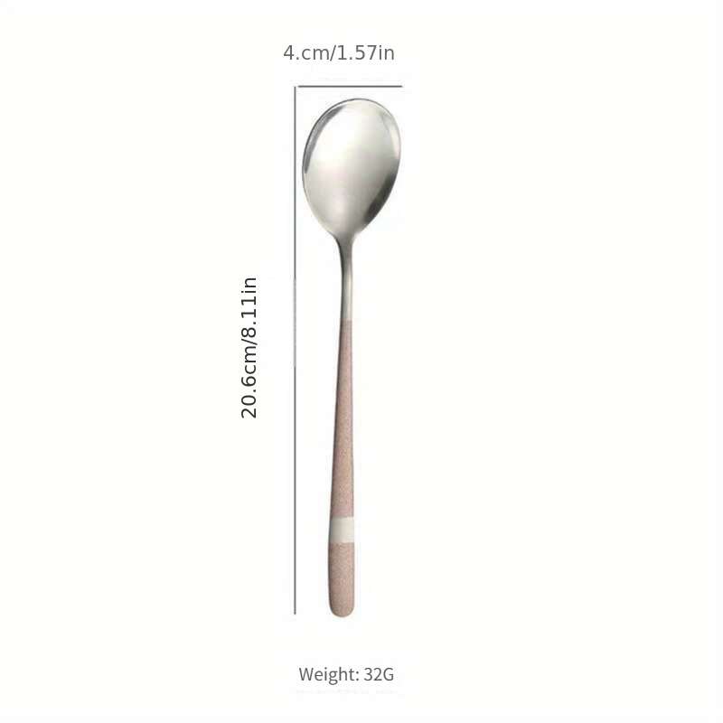 5pcs Stainless Steel Spoon Set Rustproof Long Handle Suitable for Family Gatherings and Rest