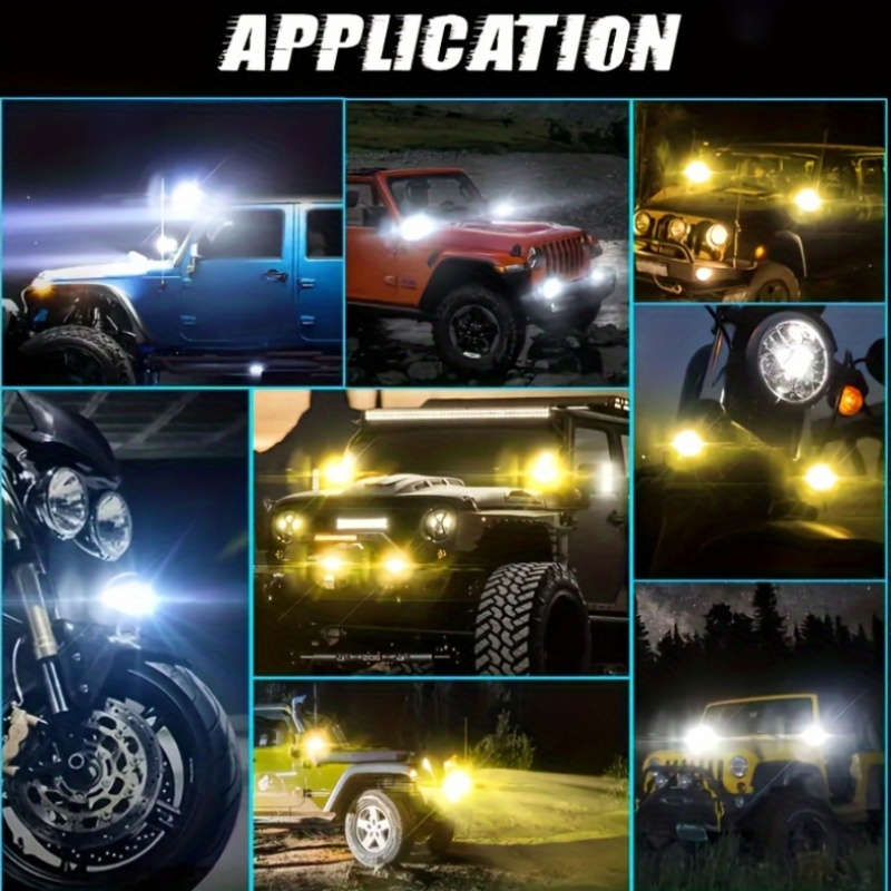 1pc LED Auxiliary Spotlight for Motor Vehicles Dual Color Hi Low Beam 3000+ Lumens