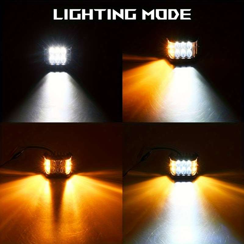 1pc 4Inch LED Work Light High Brightness Yellow-White Light Combination Beam 12-24V