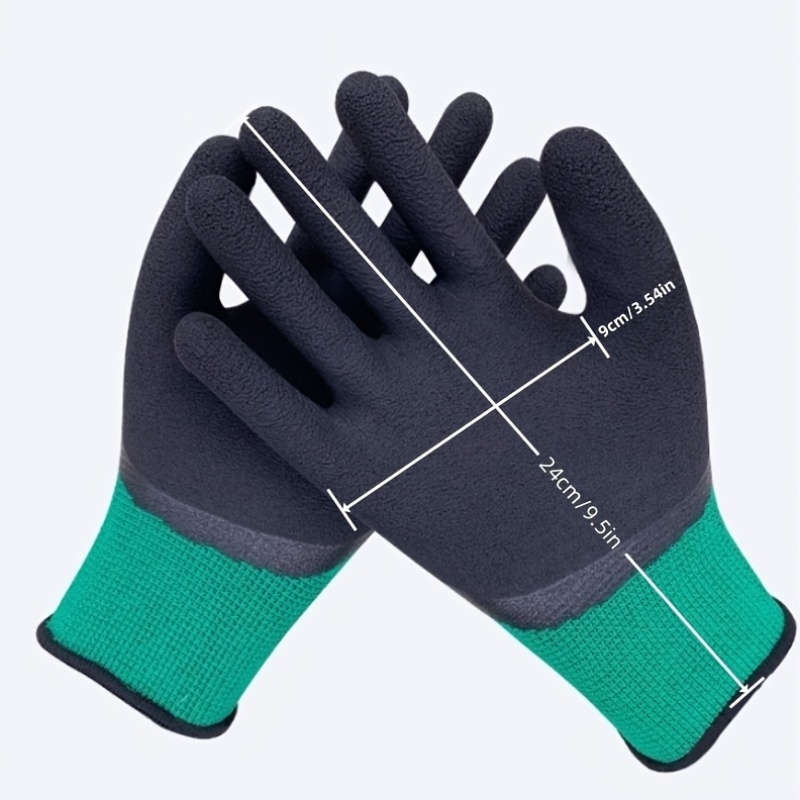 2 Pairs Black Finger Thickening Green Base Multi Purpose Work Gloves