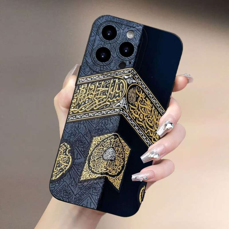 1Pc Black For iPhone 7 8 SE2 SE3 Mecca Wall Print Phone Case