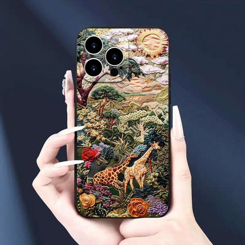 1Pc Black For iPhone 15 Pro Max African Wildlife Phone Case
