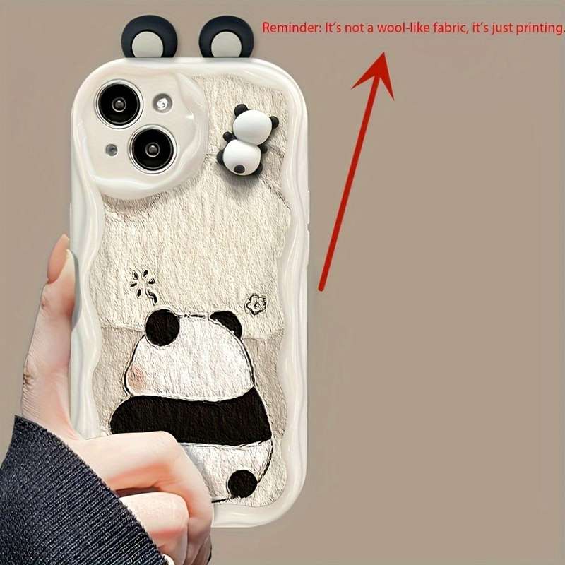 1Pc White For iPhone 11 3D Cartoon Panda Phone Case