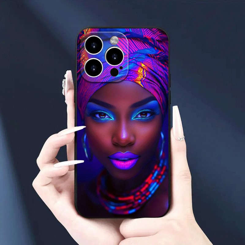 1Pc Black For iPhone 11 Pro Max African Beauty Featuring Headwraps Phone Case