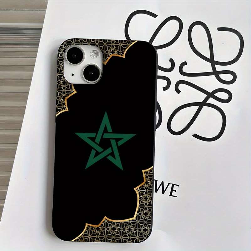 1Pc Black For iPhone 14 Pro Max Cartoon Pattern Phone Case