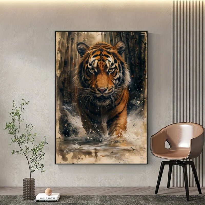 1000pcs Oil Painting Puzzle Featuring Tigers Durable And Seamless for Adults Rectan