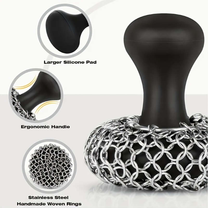 1pc Hard Silicone Stainless Steel Cast Iron Scrubber with Scouring Pad Non-Electric Durable