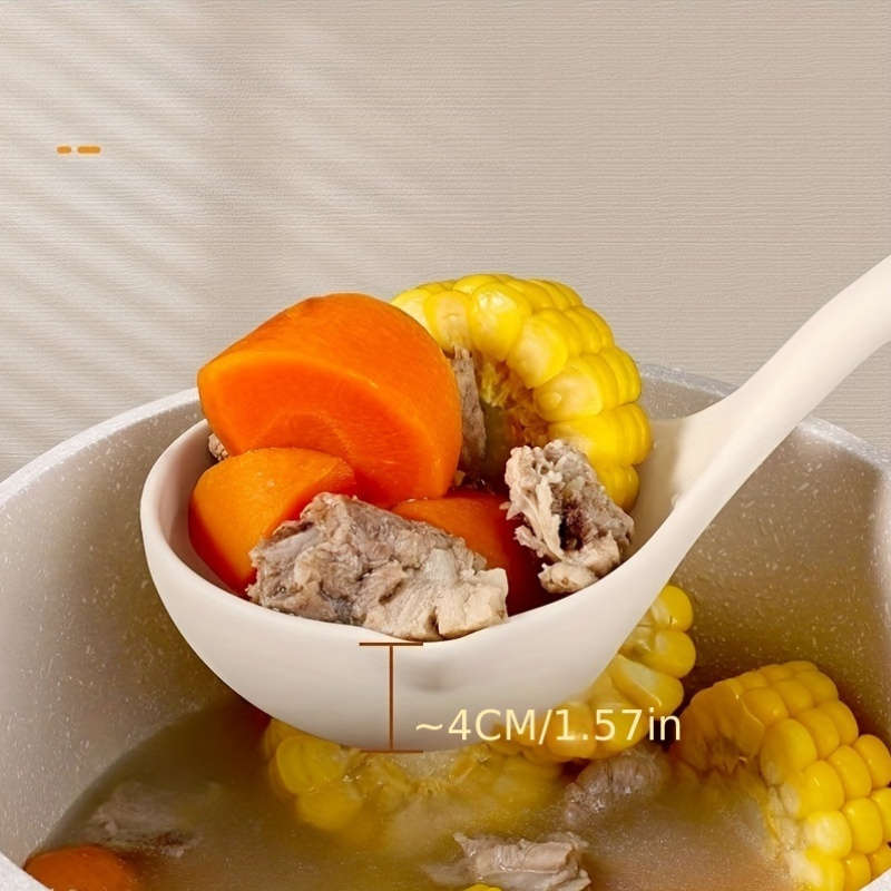 1pc Silicone Soup Spoon with Wooden Handle Large High-Temperature Resistant Ideal for Servi