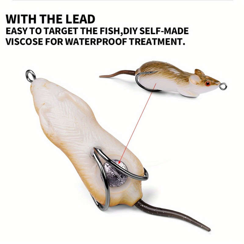 1pc Lure Bait Frog Mouse Double Hook Simulation Mouse Frog 6cm 11.5g