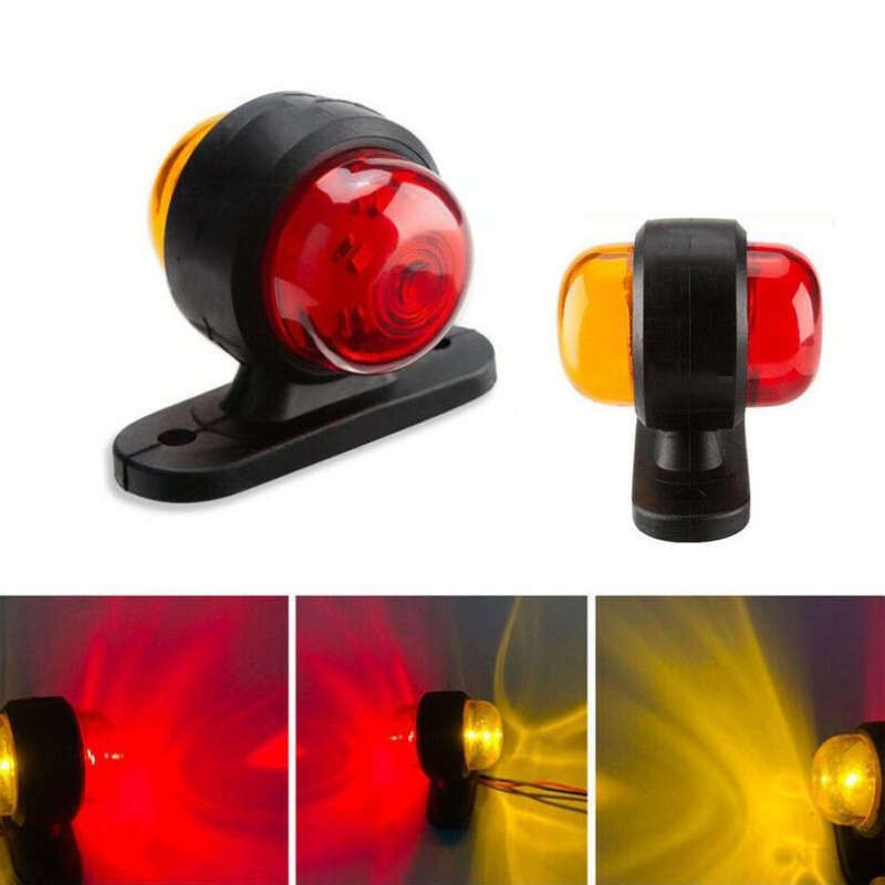 2pcs Red Yellow 12-24V Universal Side Marker Lights Double Side Lighting Indicator La