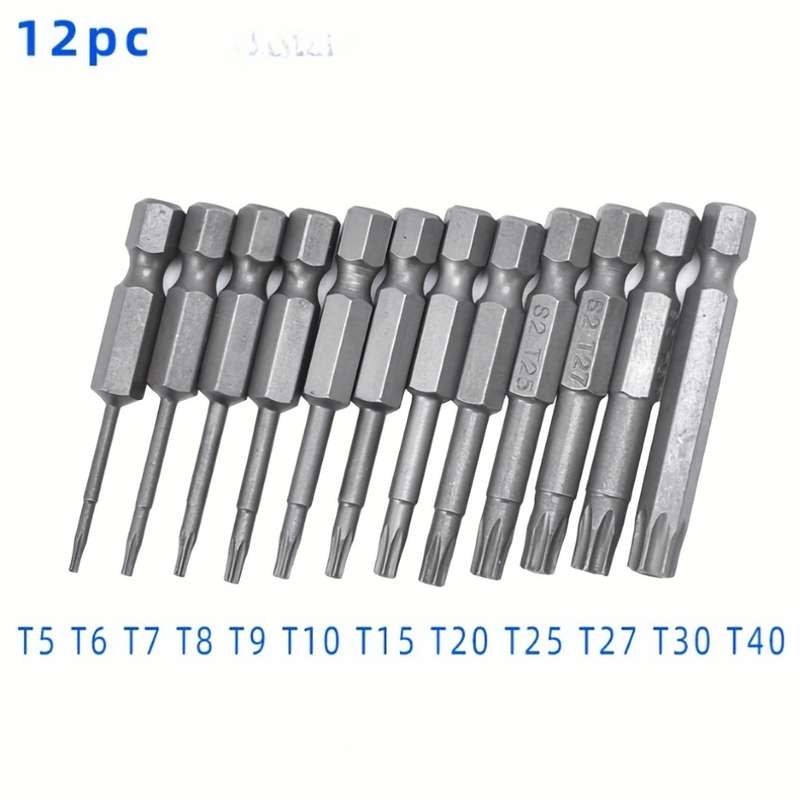 Screwdriver Bit Tool Set Size Silvery Quantity 12Pcs