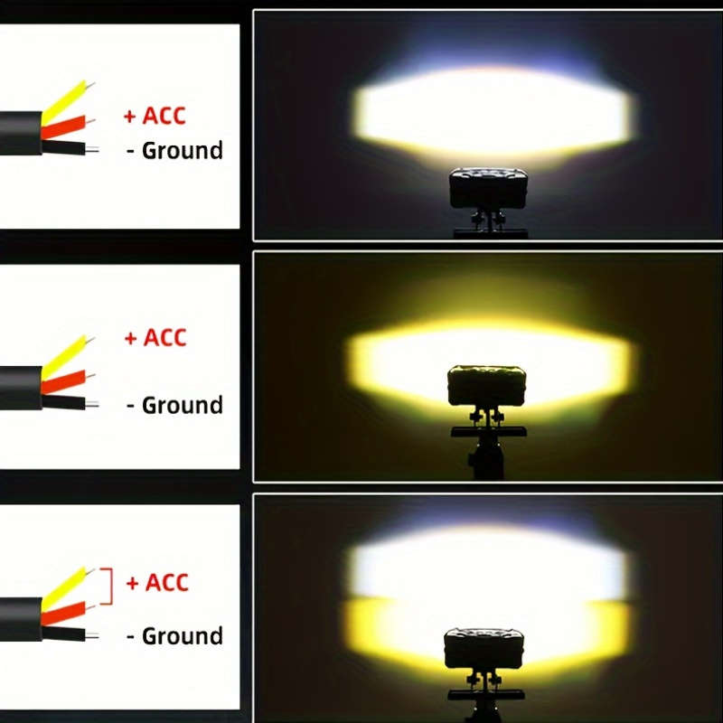 1pc LED Auxiliary Spotlight for Motor Vehicles Dual Color Hi Low Beam 3000+ Lumens