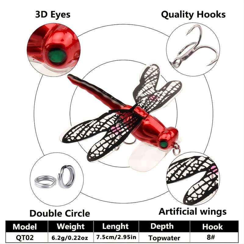 1pc Premium Dragonfly Fly Fishing Lure for Trout Topwater Artificial Bait with Wobbling Actio