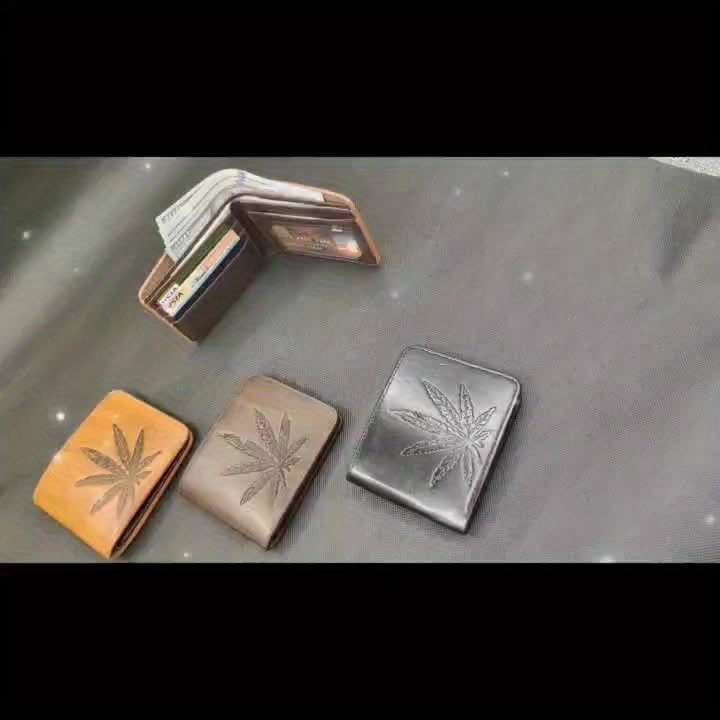 1pc Stylish Men's Faux Leather Wallet with Plant DesignCasual Non-Woven PU Leather